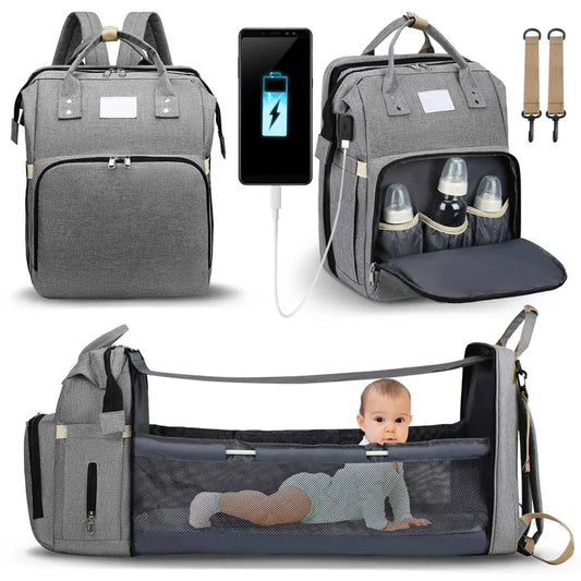 Baby Bag - Tudo em 1 para Mamães Estilosas: Bolsa, Cama e Carregador